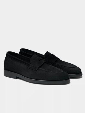 BRAND NEW Suit Supply Black Suede Penny Loafer in Size 43